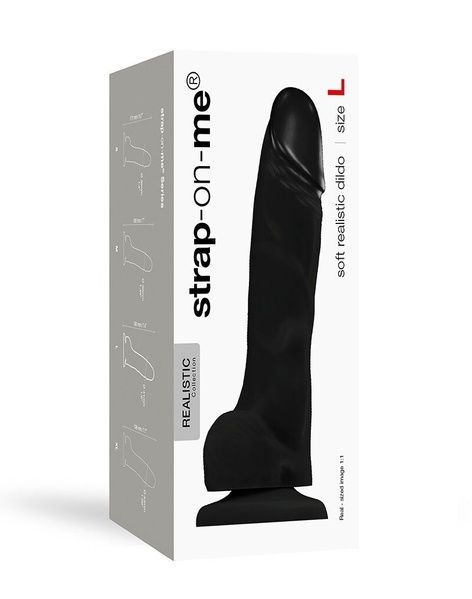 Реалістичний фалоімітатор Strap-On-Me SOFT REALISTIC DILDO Black - Size L SO4523