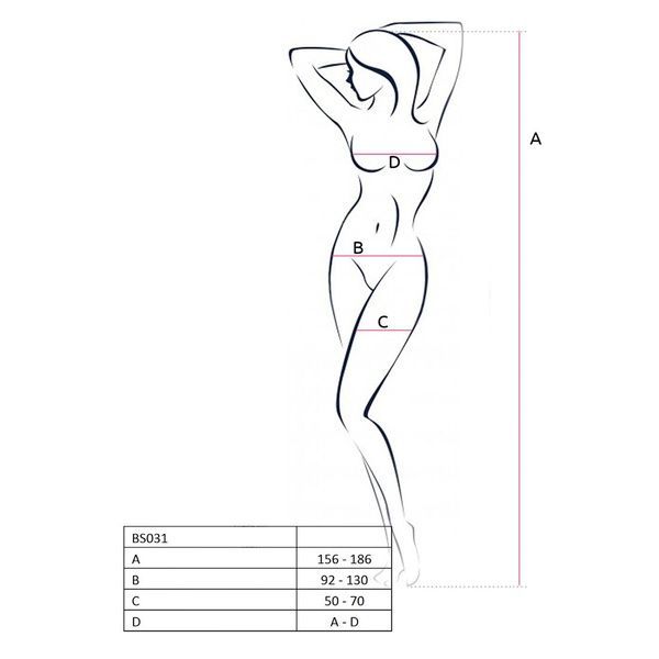 Бодістокінг Passion BS031 black, комбінезон з відкритими грудьми PBS031B