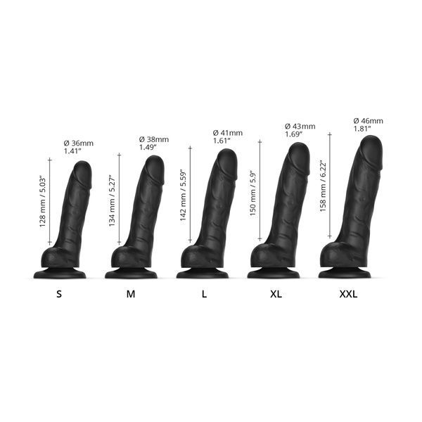 Реалістичний фалоімітатор Strap-On-Me Sliding Skin Realistic Dildo Black - XXL, ефект рухливої шкіри SO6259