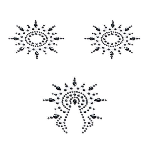 Пестіс з кристалів Petits Joujoux Gloria set of 3 - Black, прикраса на груди та вульву SO3127