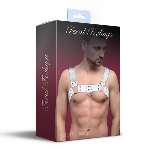Мужская портупея на грудь из натуральной кожи Feral Feelings - Bulldog Harness Red SO9412 фото