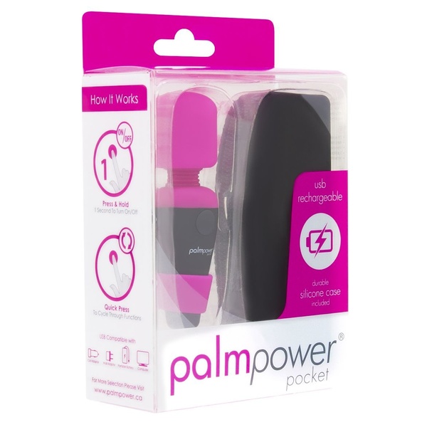 Міні вібромасажер PalmPower Pocket з чохлом на блискавці, водостійкий, перезаряджається, довжина 9 см SO2735
