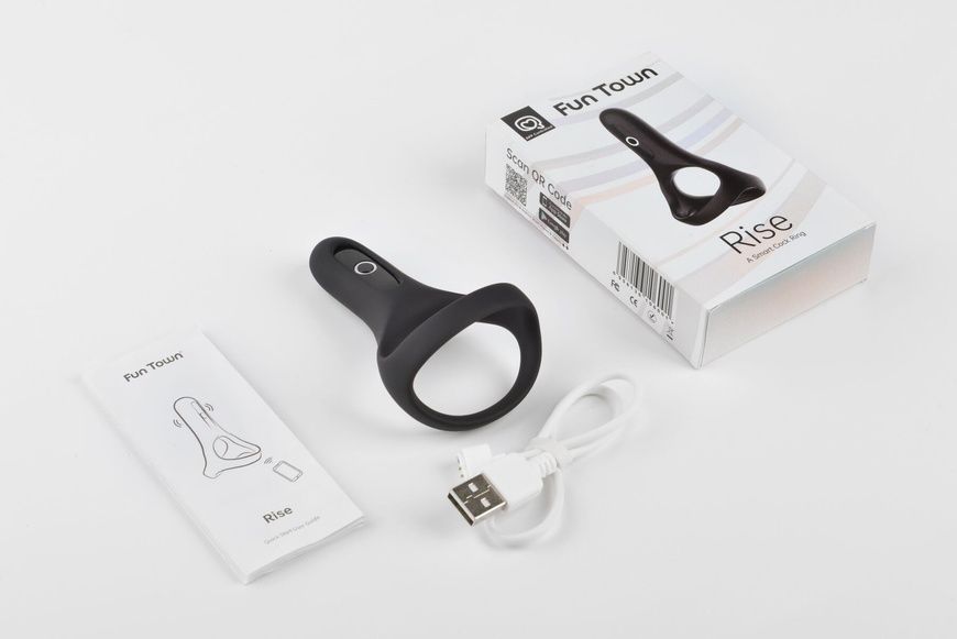 Подвійне ерекційне кільце Fun Town Rise Black, керування зі смартфона SO5747