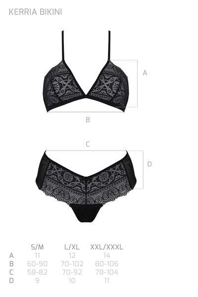 Комплект Passion KERRIA BIKINI black, L/XL, бралет і трусики-бікіні SX0482