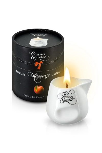 Масажна свічка Plaisirs Secrets Peach (80 мл) подарункова упаковка, керамічний посуд SO1849