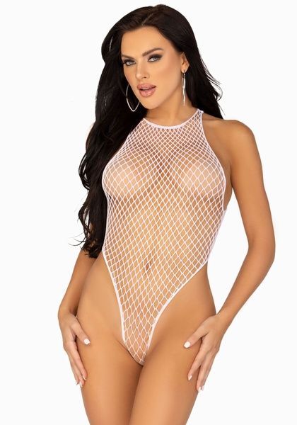 Leg Avenue Net snap crotch tank bodysuit OS White SO7884