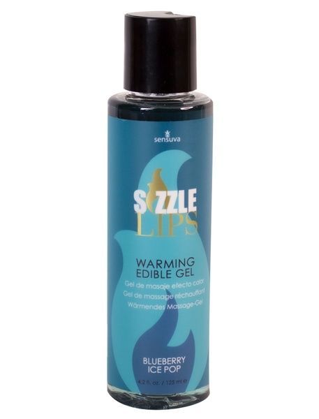 Зігріваючий масажний гель Sensuva Sizzle Lips Blueberry Ice Pop (125 мл), без цукру, їстівний SO7830
