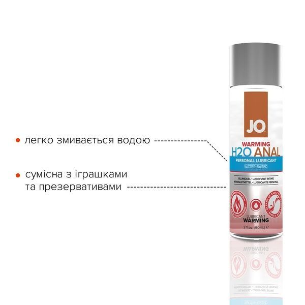 Анальна змазка System JO ANAL H2O &mdash; WARMING (60 мл) розігрівальна, на водній основі SO1457