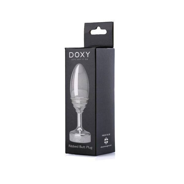 Металлическая анальная пробка DOXY Butt Plug RIBBED, ребристая, диаметр 3,3 см SO8031 фото