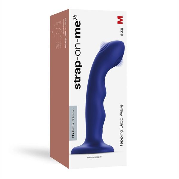 Насадка для страпону з подвійною точковою пульсацією Strap-On-Me TAPPING DILDO WAVE - CORAL PINK SO9621