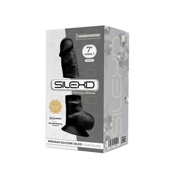 Фалоімітатор SilexD Johnny Black (MODEL 1 size 7in), двошаровий, силікон + Silexpan, діаметр 3,8см SO2861