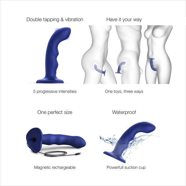 Насадка для страпону з подвійною точковою пульсацією Strap-On-Me TAPPING DILDO WAVE - CORAL PINK SO9621