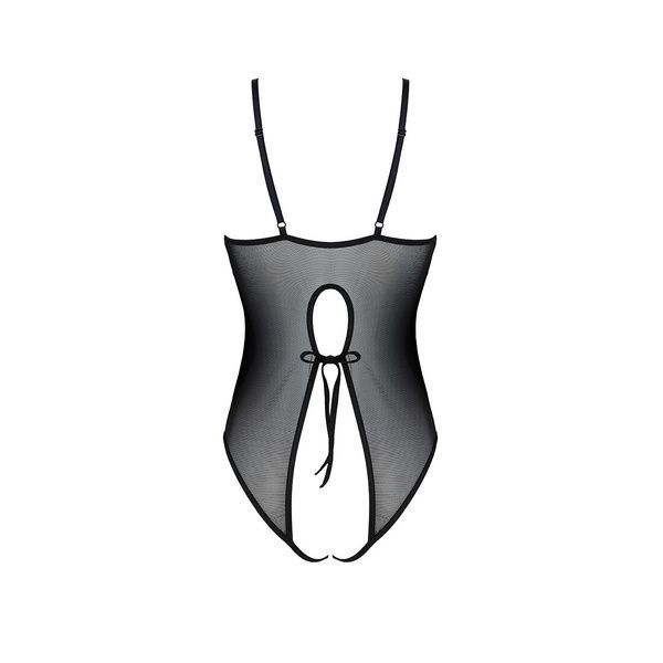 Боді з ажурним декором та відкритим кроком Ursula Body black L/XL &mdash; Passion SO5829