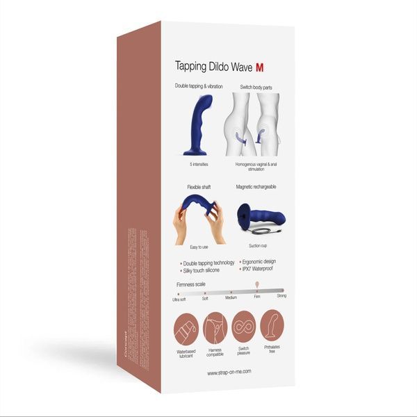 Насадка для страпону з подвійною точковою пульсацією Strap-On-Me TAPPING DILDO WAVE - CORAL PINK SO9621