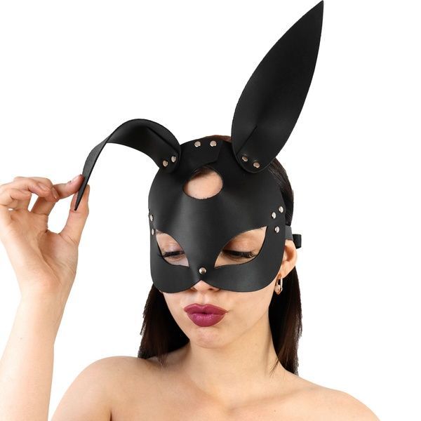 Шкіряна маска Зайчика Art of Sex - Bunny mask, колір Лавандовий SO9644