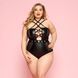 Сексуальное боди JSY &laquo;Страстная Лорейн&raquo; Plus Size Black, люверсы, стрепы, экокожа, шнуровка SO8378 фото 1