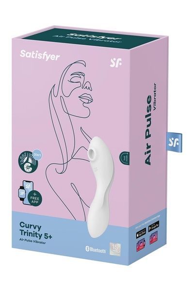 Вакуумний смарт-стимулятор із вібрацією Satisfyer Curvy Trinity 5 (White), керування зі смартфона SO6725