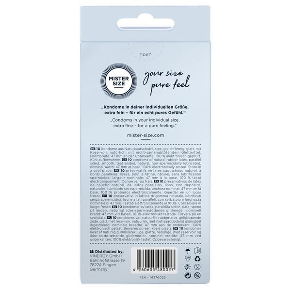 Презервативи Mister Size - pure feel - 47 (10 condoms), товщина 0,05 мм SO8042