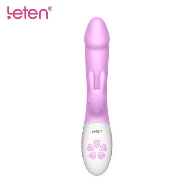 Вибратор-кролик с массирующим стволом и подогревом Leten Alina Purple, два мотора SO3599 фото