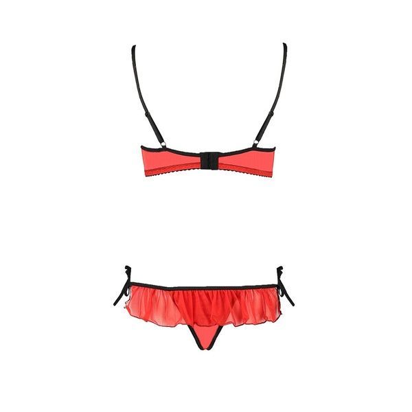 Комплект білизни CHERRY SET OpenBra red L/XL - Passion Exclusive: відкритий ліф, трусики-спідничка PS25507