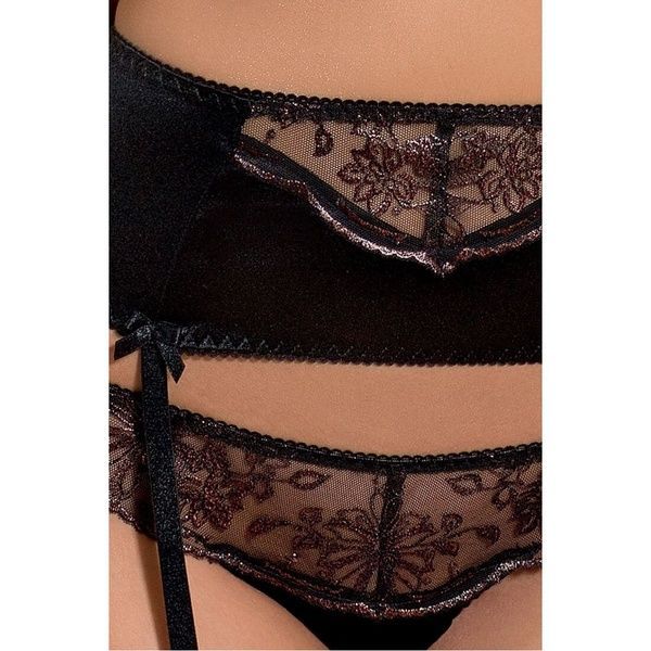 Комплект білизни BRIDA SET OpenBra black L/XL - Passion Exclusive: трусики-танга, пояс, відкритий лі PS22722