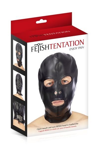 Капюшон для БДСМ з відкритими очима і ротом Fetish Tentation Open mouth and eyes BDSM hood SO4671