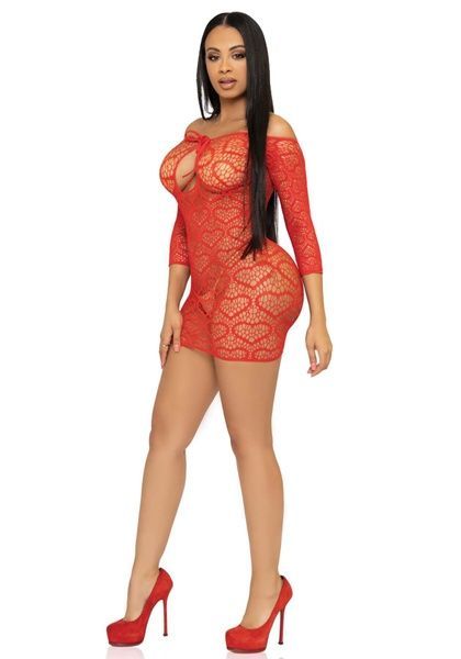 Leg Avenue Heart net mini dress OS Red SO7885