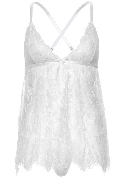 Пеньюар Leg Avenue Floral lace babydoll & string White L SO9172