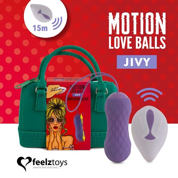 Вагінальні кульки з масажем і вібрацією FeelzToys Motion Love Balls Jivy з пультом дистанційного керування SO3852