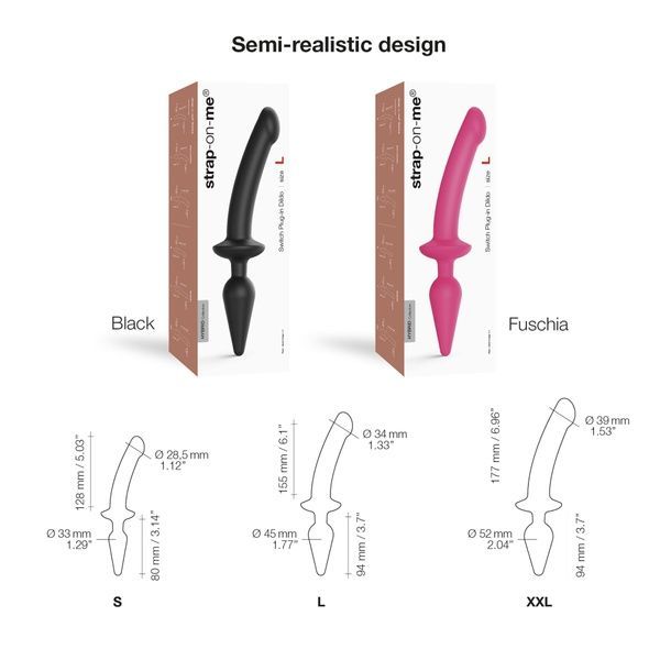 Анальна пробка з дилдо 2в1 Strap-On-Me SWITCH PLUG-IN DILDO Black S, діаметр 3,3/2,9 см SO6826