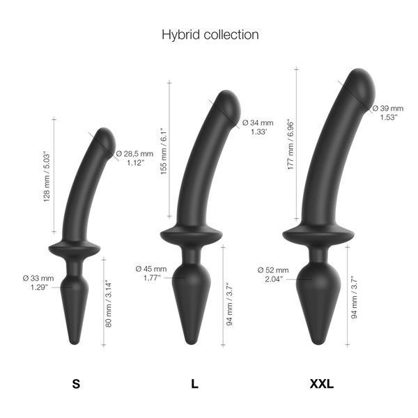 Анальна пробка з дилдо 2в1 Strap-On-Me SWITCH PLUG-IN DILDO Black S, діаметр 3,3/2,9 см SO6826
