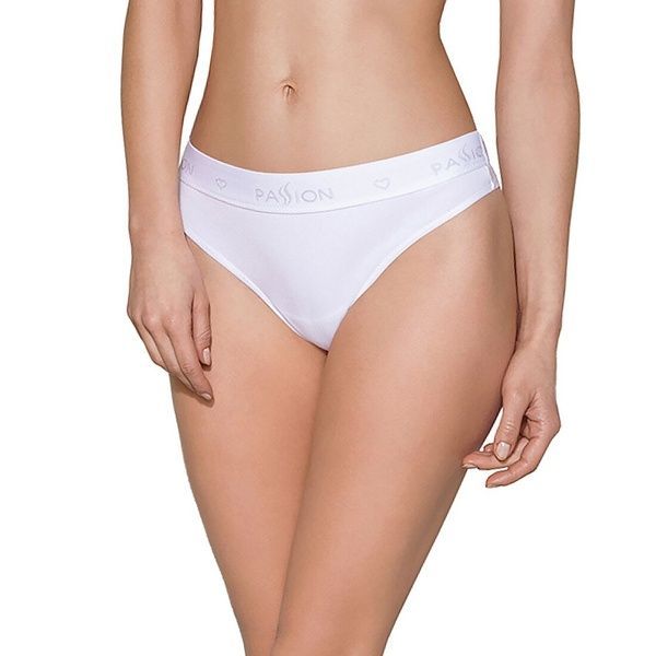 Трусики-бразилиана из хлопка Passion PS005 PANTIES L, white SO4223 фото