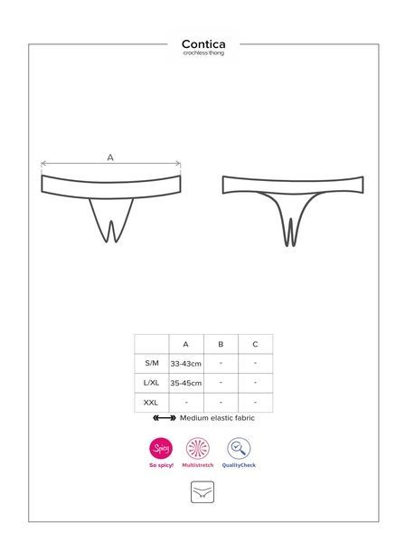 Мереживні танга з доступом Obsessive Contica crothchles thong S/M, чорні SO7256