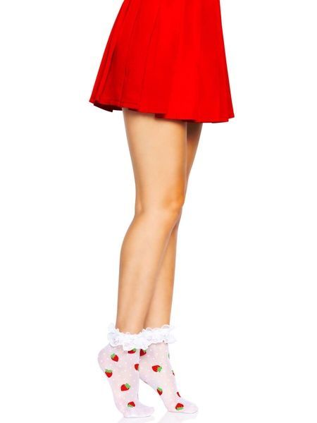 Leg Avenue Strawberry ruffle top anklets SO8583