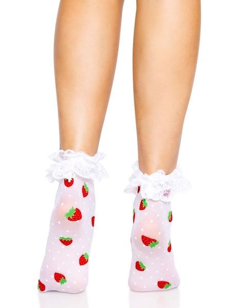 Leg Avenue Strawberry ruffle top anklets SO8583