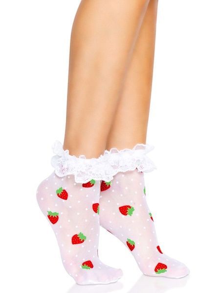 Leg Avenue Strawberry ruffle top anklets SO8583