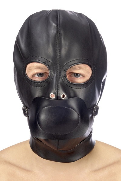 Капюшон з кляпом для БДСМ Fetish Tentation BDSM hood in leatherette with removable gag SO4673