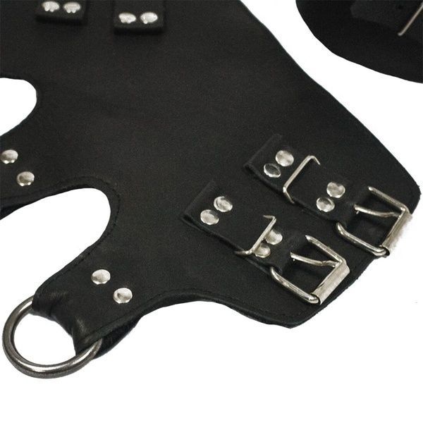 Поножі манжети для подвіса за ноги Leg Cuffs, натуральна шкіра, колір чорний SO5182