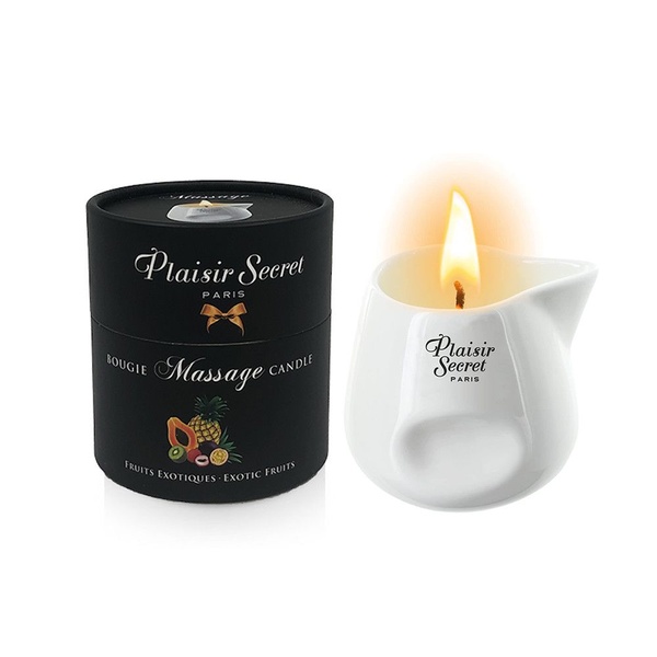 Масажна свічка Plaisirs Secrets Pineapple Mango (80 мл) подарункова упаковка, керамічний посуд SO1852