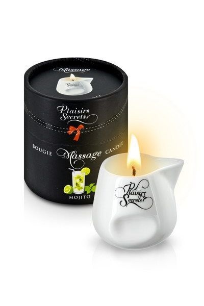 Масажна свічка Plaisirs Secrets Mojito (80 мл) подарункова упаковка, керамічний посуд SO1853