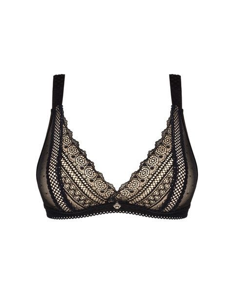 Кружевной бюстгальтер с треугольной чашкой Obsessive Estiqua bra XS/S, черный, широкие лямки SO7258 фото