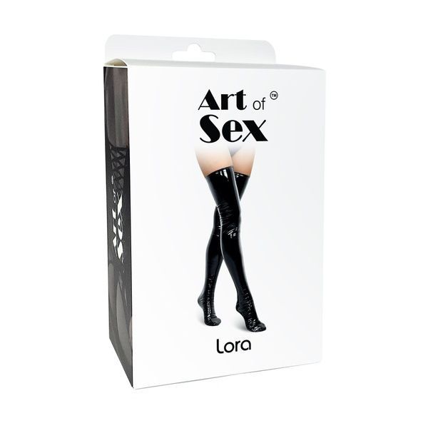 Сексуальні вінілові панчохи Art of Sex - Lora, розмір M, колір чорний SO7337