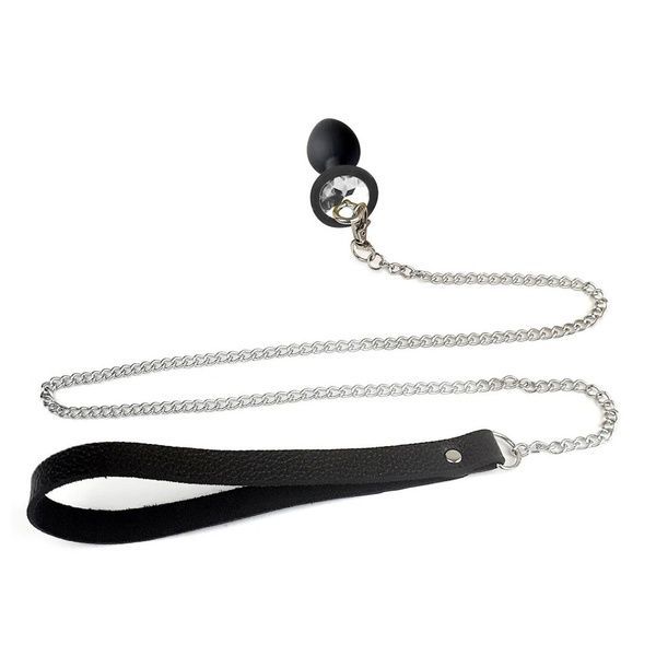 Силиконовая анальная пробка Art of Sex Silicone Anal Plug with Leash size S с поводком Black SO6179 фото