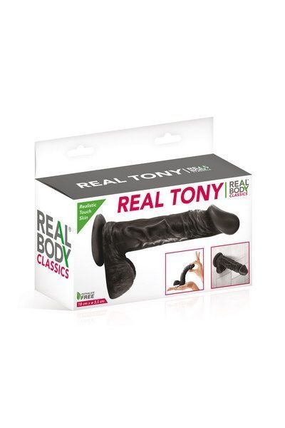 Фалоімітатор Real Body &mdash; Real Tony Black, TPE, діаметр 3,5 см SO3721