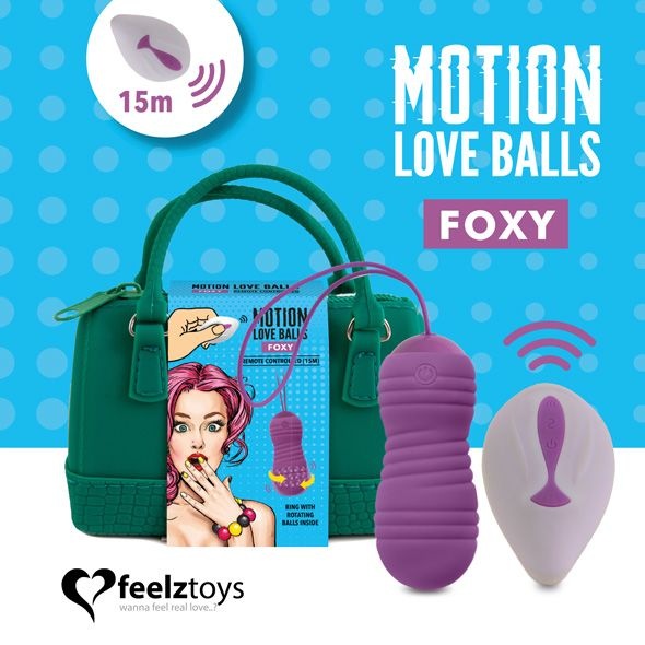 Вагінальні кульки з перловим масажем FeelzToys Motion Love Balls Foxy з пультом дистанційного керування SO3854