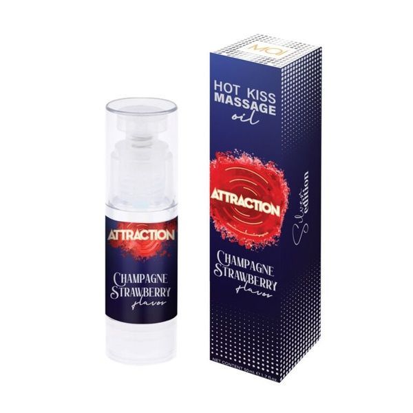 Їстівна масажна олія MAI Attraction Champagne Strawberry Hot Kiss (50 мл) SO6054