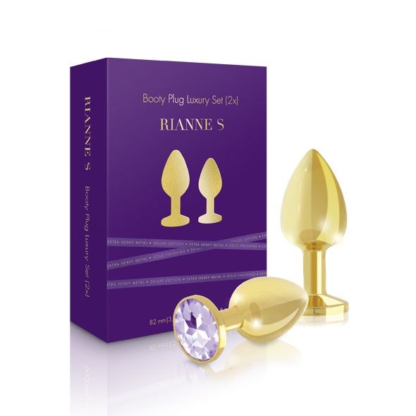 Набір металевих анальних пробок із кристалом RIANNE S – Booty Plug Luxury Set, діаметр 3 та 3,5 см SO3858