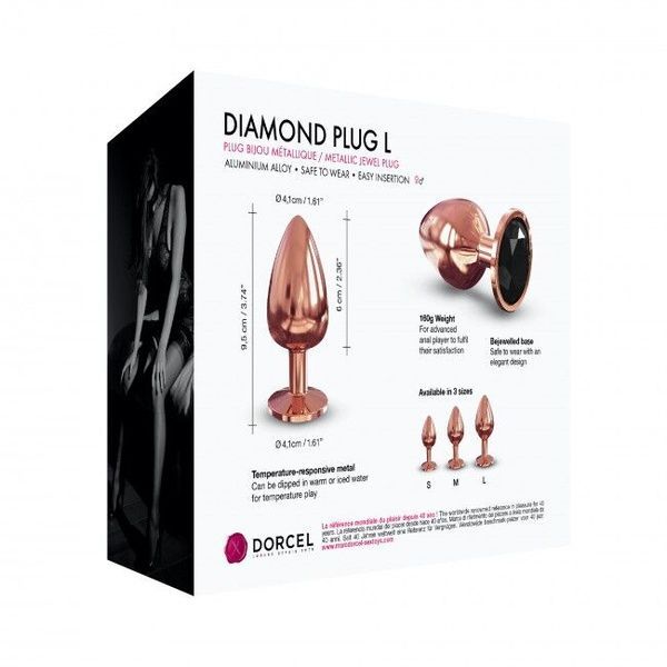Металева анальна пробка із прикрасою у вигляді кристалу Dorcel - Diamond Plug Rose Gold L SO5530