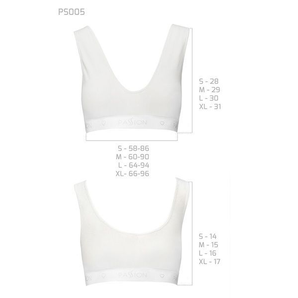Спортивний топ з еластичної бавовни Passion PS005 TOP white, size M SO4228