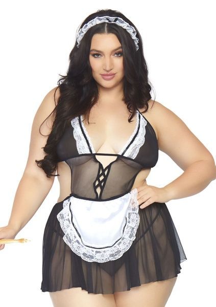 Leg Avenue Roleplay Fantasy French Maid + 1X-2X Black/White SO7891